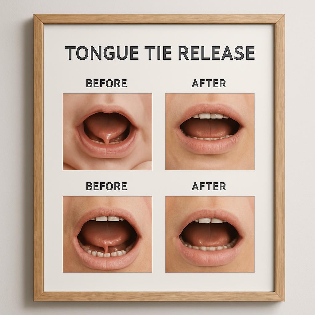 Before-and-After Tongue Tie Release Photos.